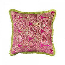 Afbeelding in Gallery-weergave laden, KUSSEN FUCHSIA GROEN MET FRANJES