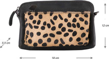 Afbeelding in Gallery-weergave laden, Crossbody Schoudertasje Van Zwart Leer Cheetah