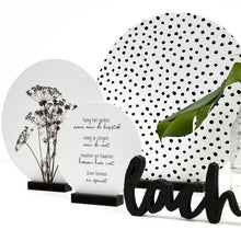 Afbeelding in Gallery-weergave laden, Muurcirkel wit met gedicht 'Kom binnen en geniet' 20cm