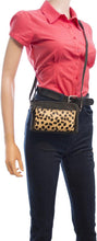 Afbeelding in Gallery-weergave laden, Crossbody Schoudertasje Van Zwart Leer Cheetah