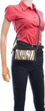 Afbeelding in Gallery-weergave laden, Crossbody Schoudertasje Van Zwart Leer Zebra