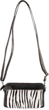 Afbeelding in Gallery-weergave laden, Crossbody Schoudertasje Van Zwart Leer Zebra