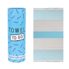 Afbeelding in Gallery-weergave laden, Towel to Go Bali Hammam Handdoek Turquoise / Blauw