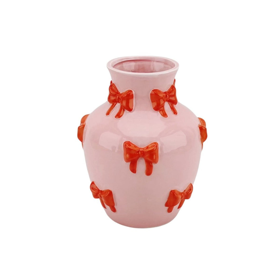 Vaas - Strikjes Pink/oranje