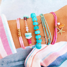 Afbeelding in Gallery-weergave laden, Elastische armband met edelstenen - turquoise/oranje
