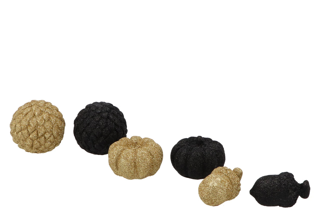 Jingle zwart/goud pumpkin as - set van 6 stuks