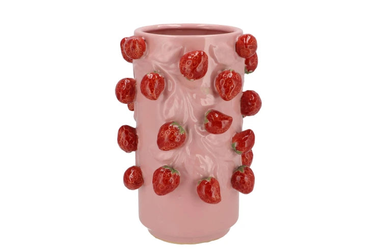 Aardbei vaas roze