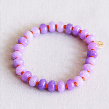 Afbeelding in Gallery-weergave laden, Elastische armband van edelstenen - lila/oranje
