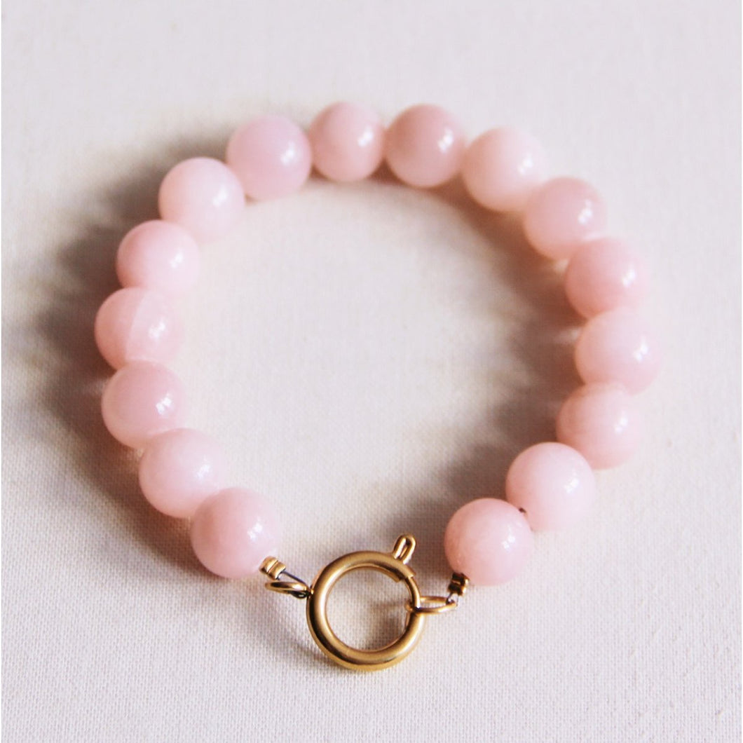 Natuurlijke stenen kralenarmband xl - perzik