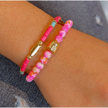 Afbeelding in Gallery-weergave laden, Love Ibiza Buddha armband pink gold stone
