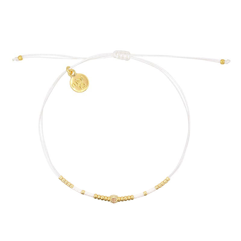 Tiny Beads & Diamond Bracelet – White – Goud