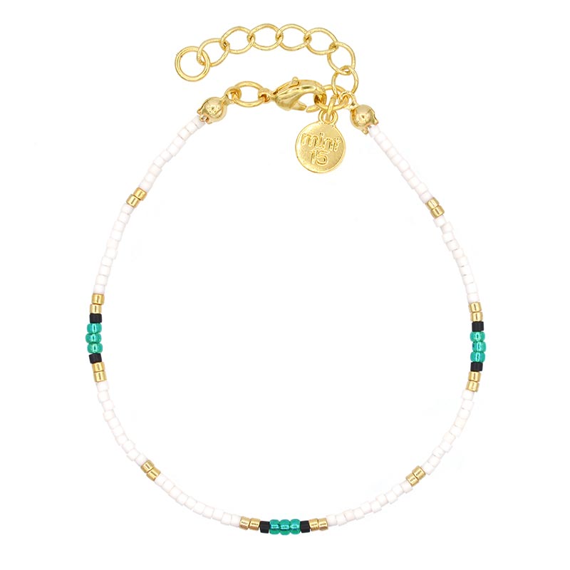 Surf Beads Bracelet – Emerald – Goud