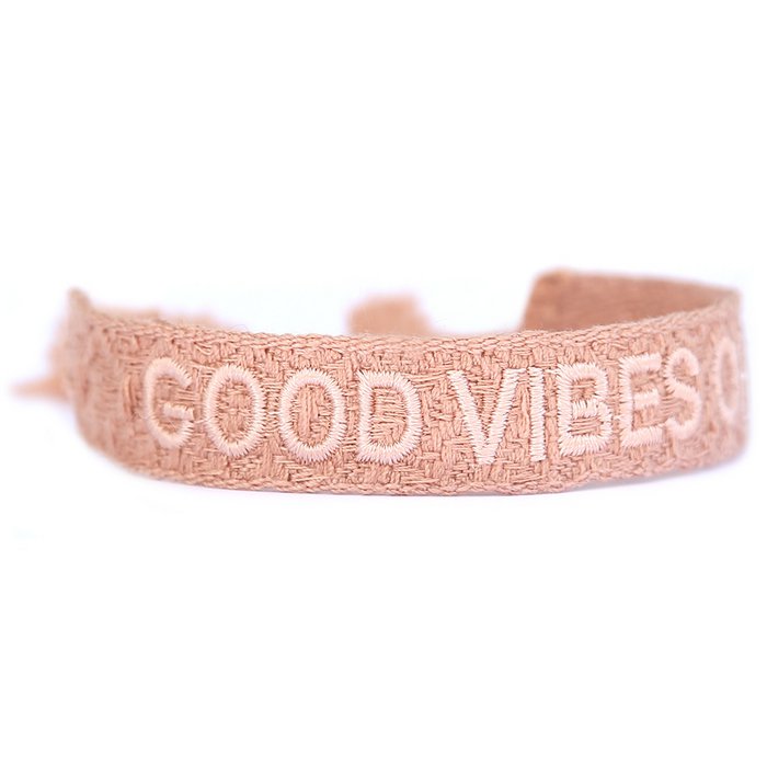 Love Ibiza geweven armband good vibes only nude pink