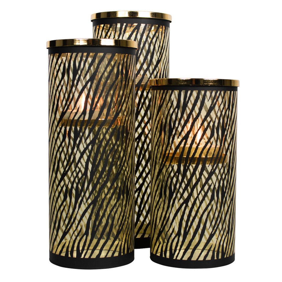 Windlicht cilinder goud zebra